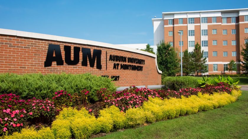 A Large Brick Building With Green Grass