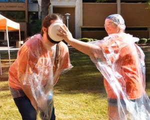 AUM advisors were pied on campus.