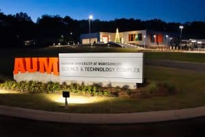 New science facility signage.