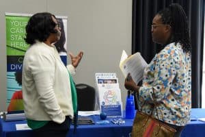 Students were able to discuss job openings at the Spring Career Fair.