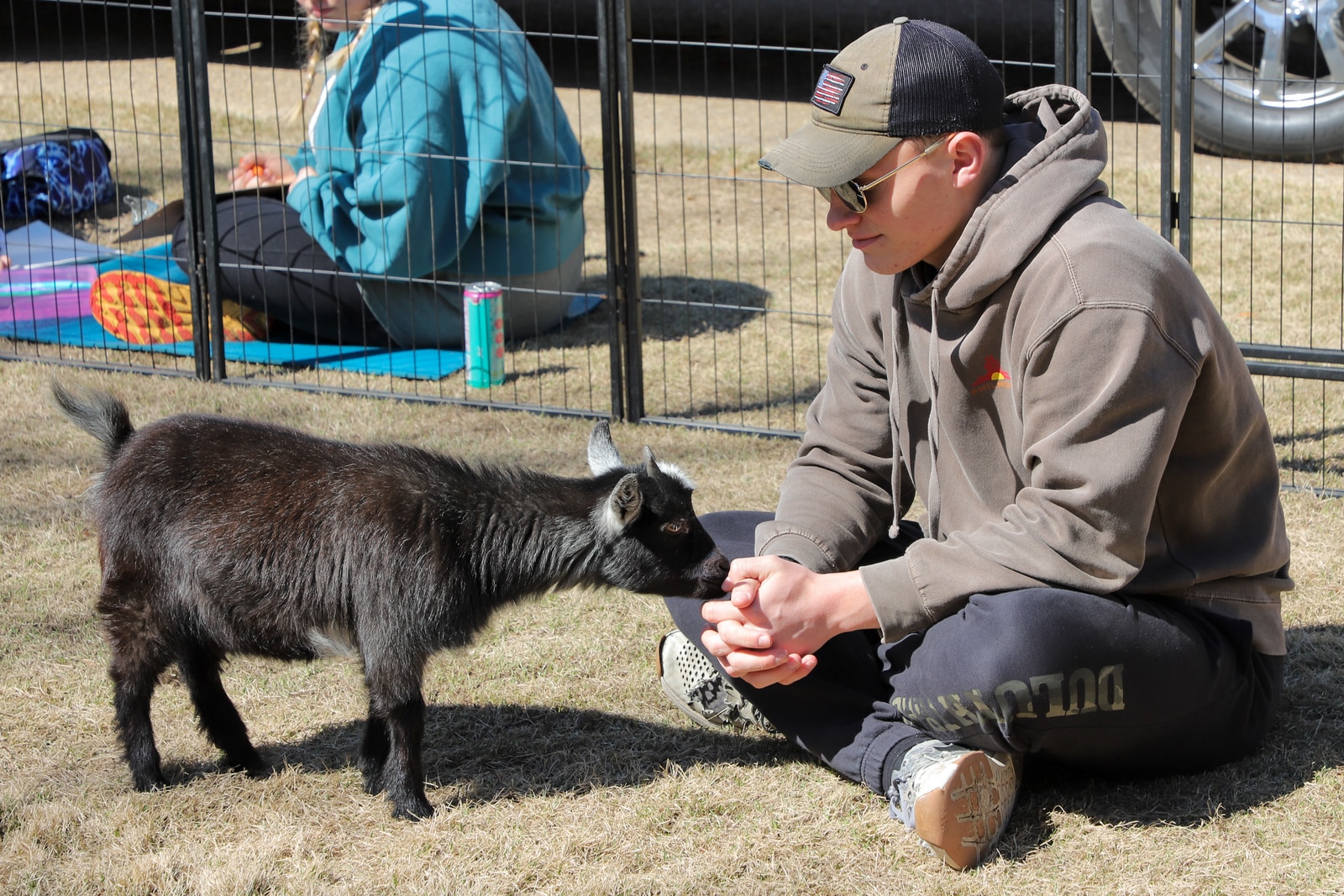 Students had the opportunity to cuddle, pet, and play with miniature goats on The Quad.