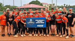 AUM Softball shows off their banner as they advance to Super Regionals.