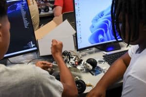 Students learned robotics in COMCOM Academy.