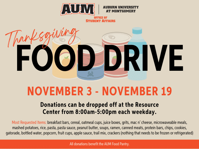 Thanksgiving Food Drive - November 3 - 19.