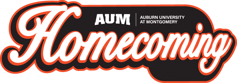 AUM Homecoming logo for Auburn University at Montgomery in script lettering.