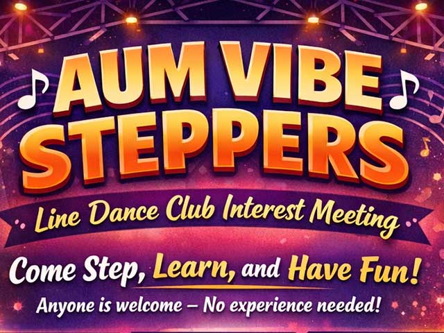 AUM Vibe Steppers line dance club interest meeting at Auburn University at Montgomery—come step, learn, and have fun.