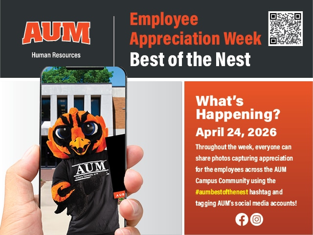 AUM Employee Appreciation Week—Best of the Nest with Warhawks mascot; April 24, 2026 at Auburn University at Montgomery