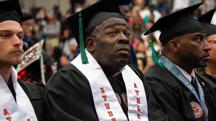Auburn University At Montgomery Commencement With Student-athletes In Caps And Gowns During Graduation Ceremony