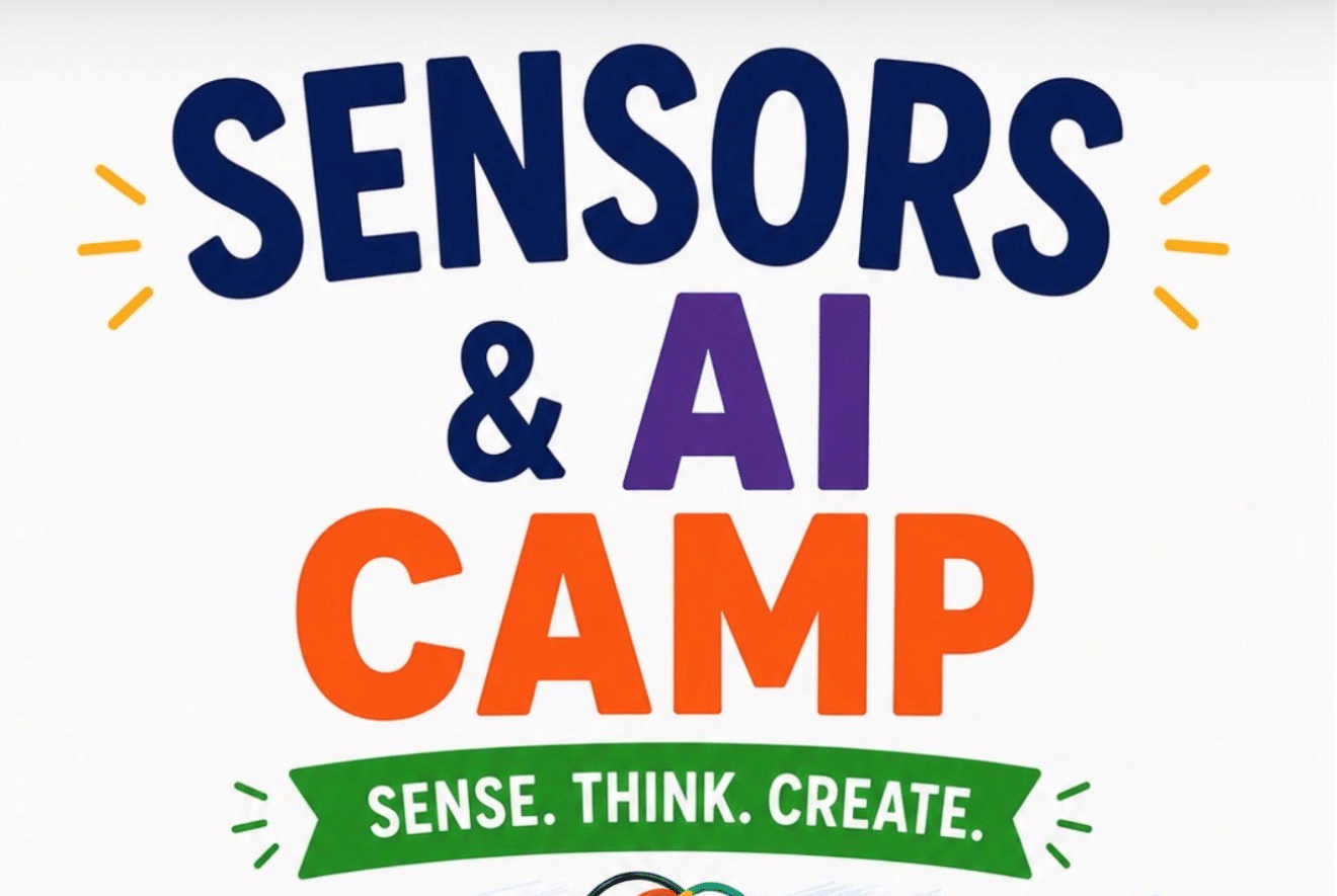 Auburn University at Montgomery Sensors & AI Camp banner with slogan 'Sense. Think. Create.'